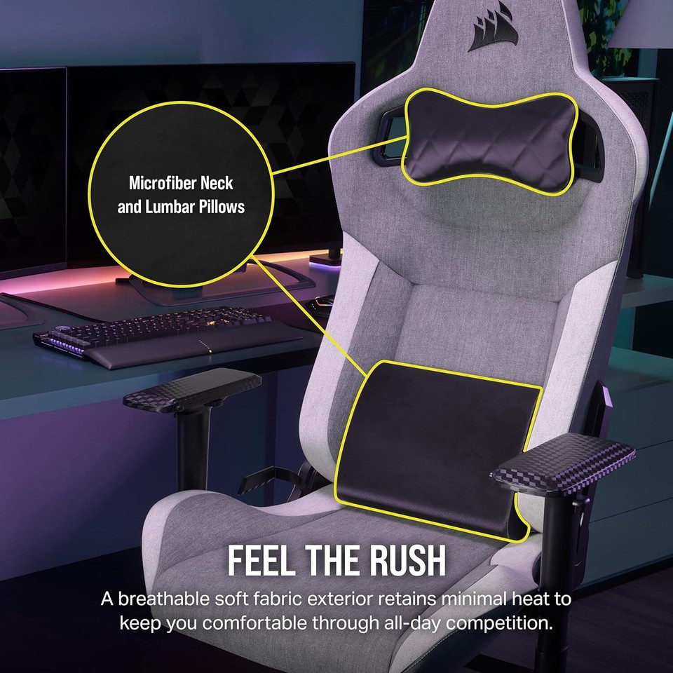 Corsair T3 Rush Fabric Gaming Chair (2023) RacingInspired Design eBay