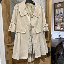 Modcloth Large Beige Vintage Retro Skirted Jacket Coat