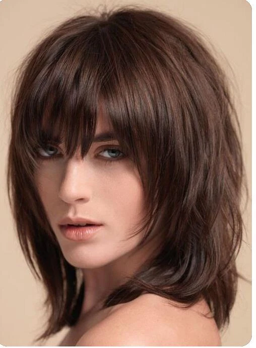 Image of Shaggy layered medium length hair image 8