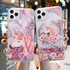 Unicorn Girl Liquid Phone Case For iPhone 16 15 14 13 12 11 Pro Max XR XS 7 8 SE
