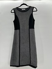 Calvin Klein Dress Womens Small Black A-Line Sweater Striped Sleeveless Knit