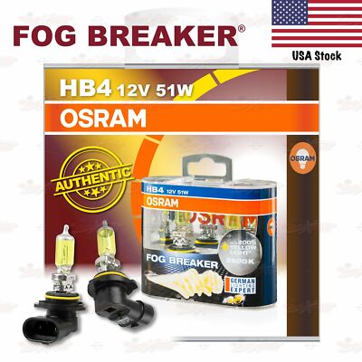 OSRAM FOG BREAKER Headlight Bulbs Duo Lamp 2600K YELLOW HB4 12V 51W for LOW BEAM