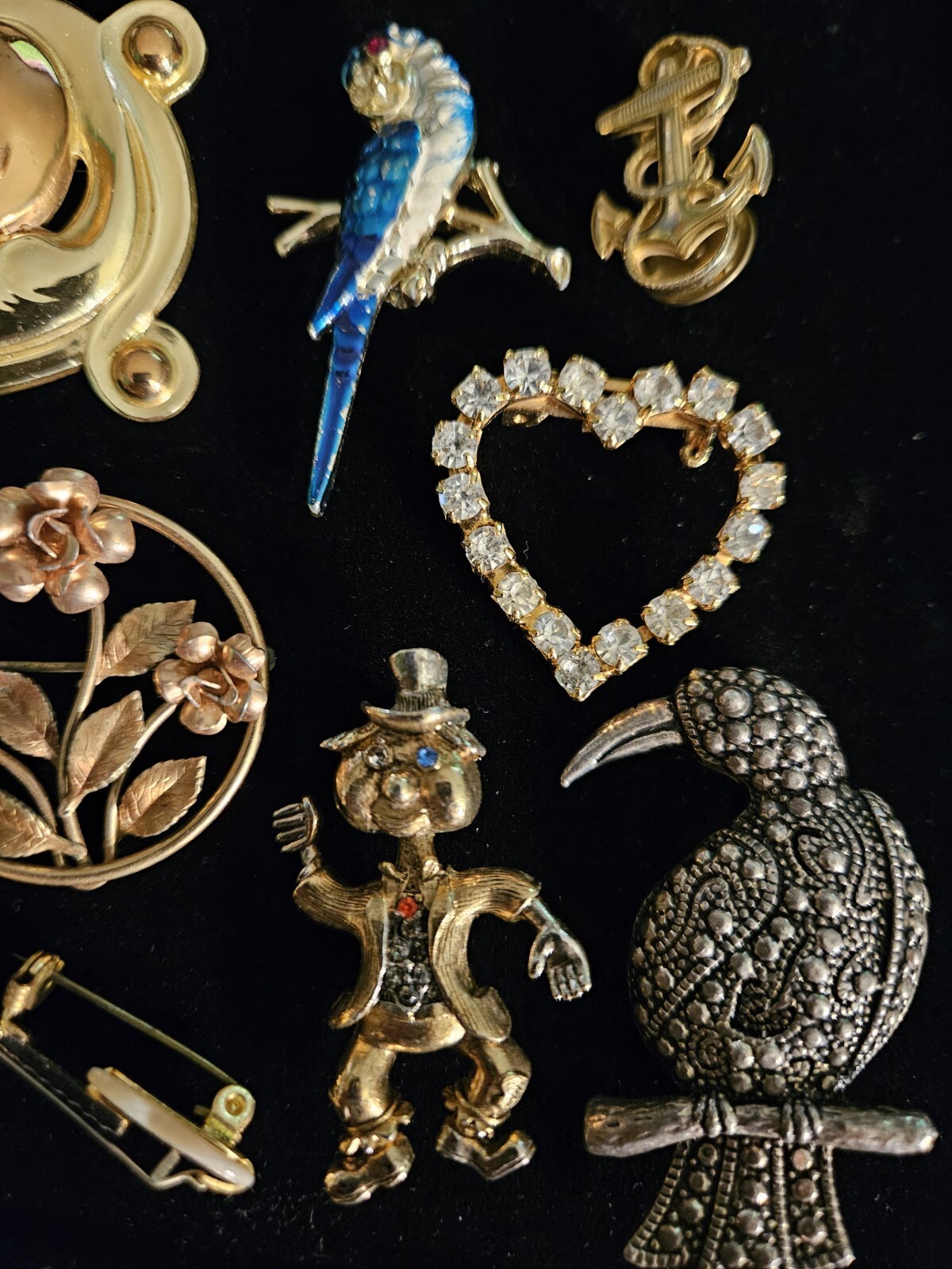 Vintage Antique Brooch Pin Lot Signed Swarovski Gesch JJ Sarah Coventry