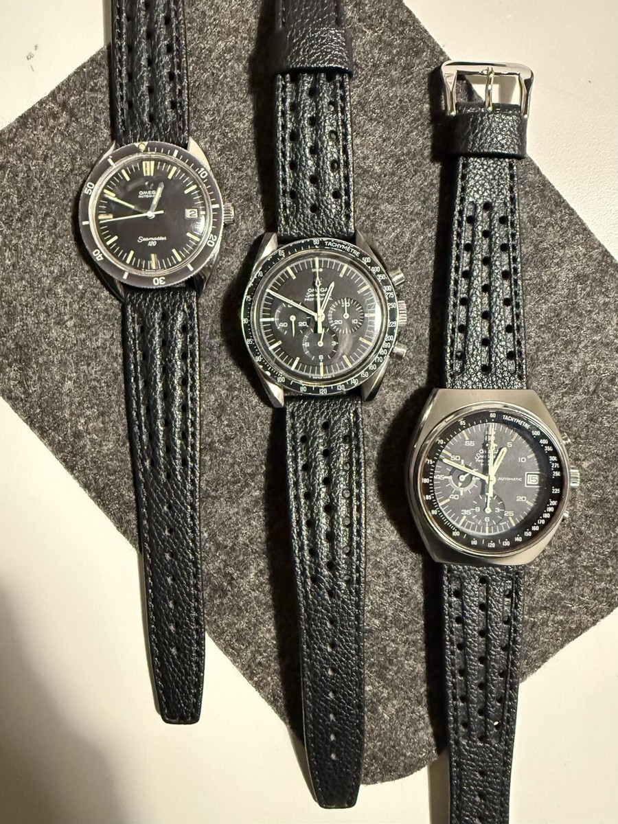 Black Leather Watch Strap Di Modell Rallye Speedmaster Genuine