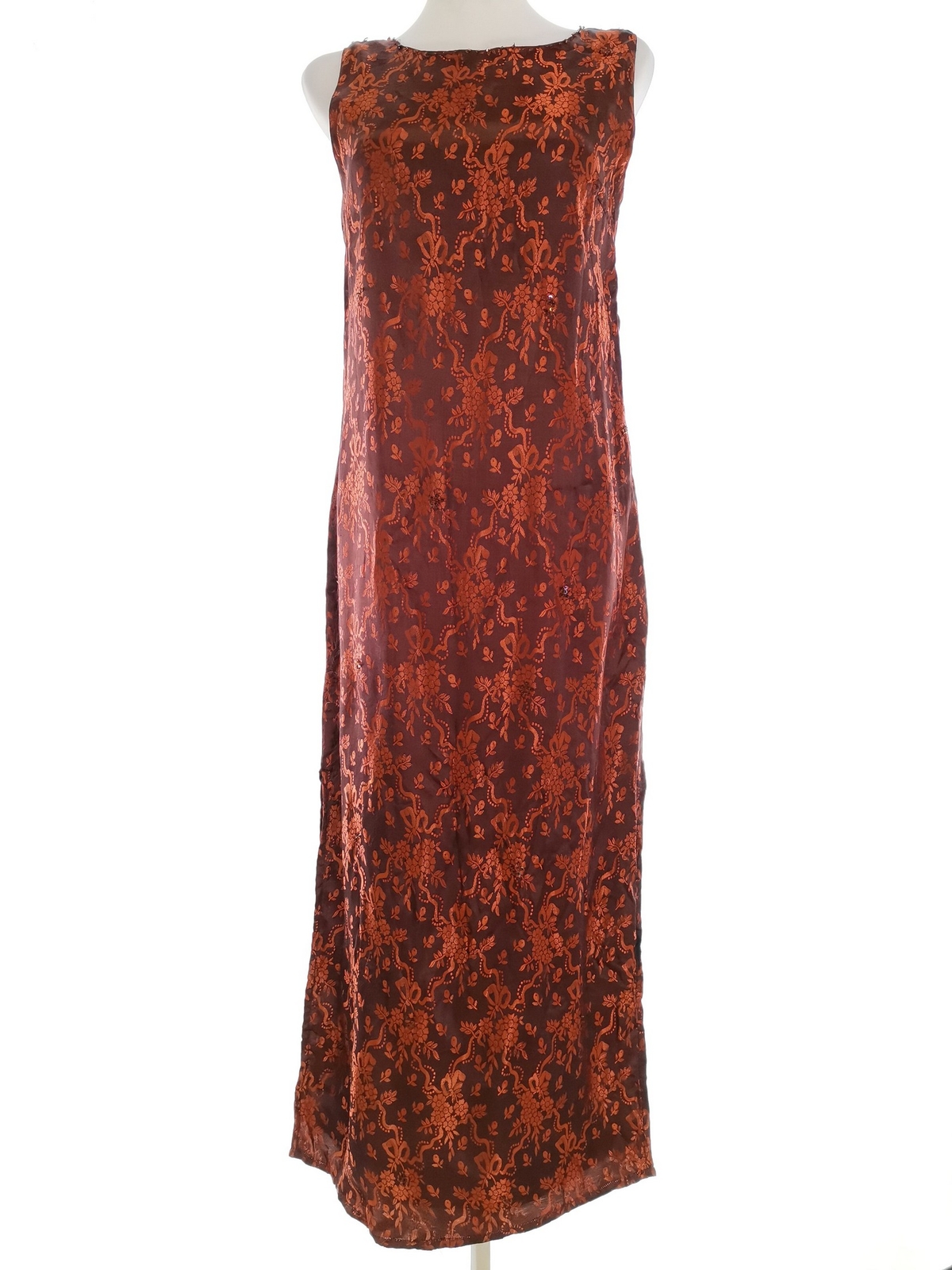 Pas T. M Granate Larga Vestido maxi Sin mangas Lentejuelas