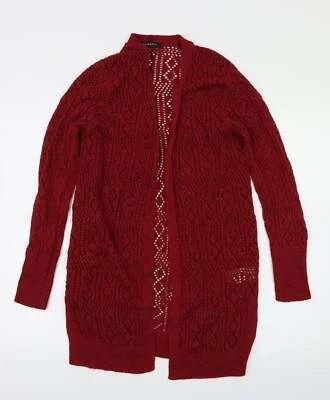 Peacocks Womens Red Collared Cotton Blend Cardigan Size 8 - Image 1 of 4