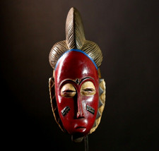 Maschera africana Baule legno intagliato viso rosso arte tribale decorazione ...