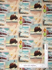 Nautical Coastline Lighthouse Scenes Cotton Fabric Springs CP71574 By The Yard