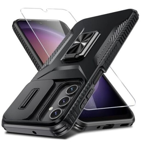 for Samsung Case with Tempered Glass Screen Protector and Galaxy A16 5G Black