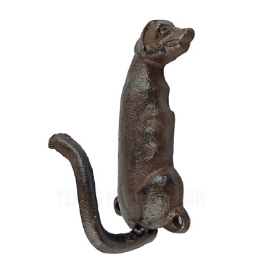 Cast Iron Beagle Dog Tail Leash Wall Hook Key Towel Coat Hanger