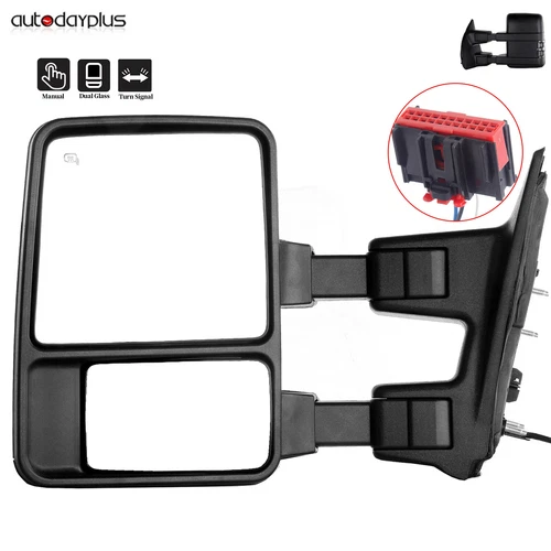 Manual For 2008-2016 Ford Super Duty Truck Driver Left Side Black Towing Mirror