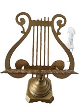 A Vintage Brass Lyre-shaped Music Stand MCM Mid Century Hollywood regency Decor