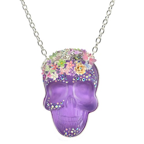 Kirks Folly Mystic Enchanted Fairyland Skull Ornament Necklace sst/violet