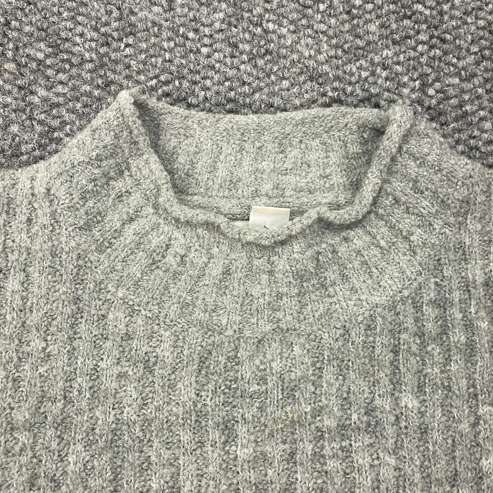 LL Bean Sweater Mens Large Gray Ribbed Knit Crewneck Wool Blend Casual Warm Cozy - Image 4 of 4