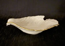 LENOX China Dove Dish Ivory Porcelain 24K Gold Trim Candy Snack Bowl 