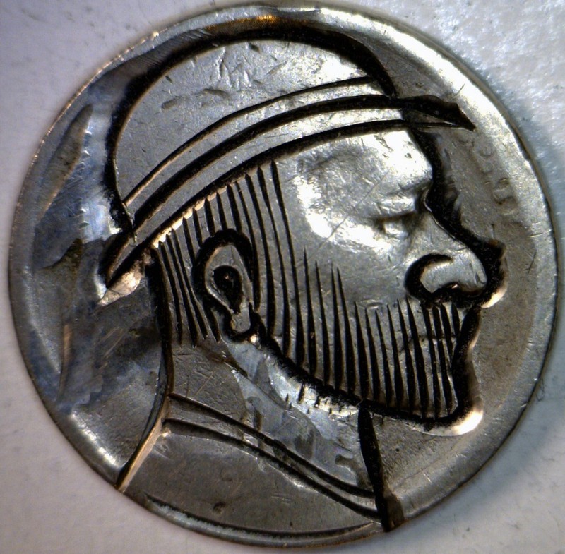 1930 's Era HOBO Buffalo Nickel Coin ~ NICE Hand Carved NR  FREE SHIP