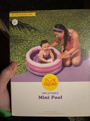 Sun Squad Inflatable Mini Pool 27 in Round Pink Purple 3 Rings