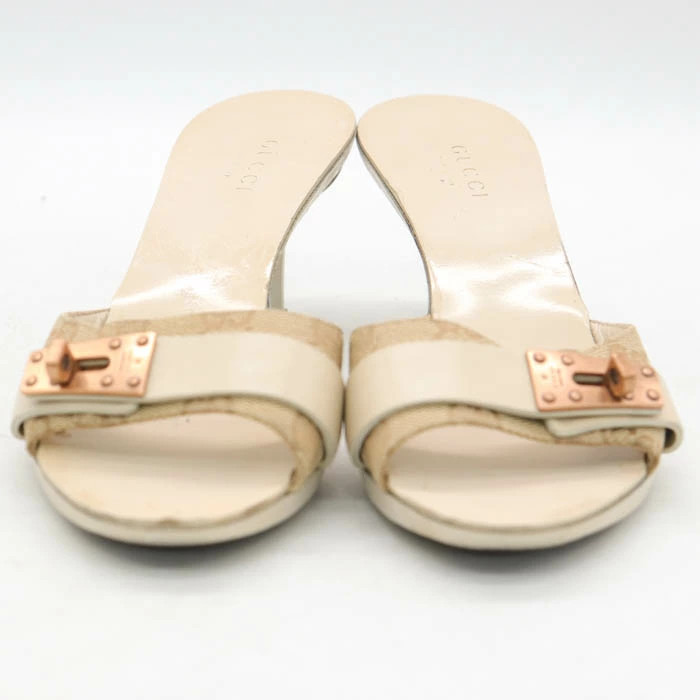 GUCCI GG Pattern Mule Brand Sandals Shoes Made in Italy Women's Size 34 Beige GU thumbnail 2
