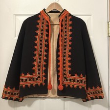 Vintage Hand Embroidered Wool Folk Jacket Hutsul Serdak Traditional Ethnic Coat