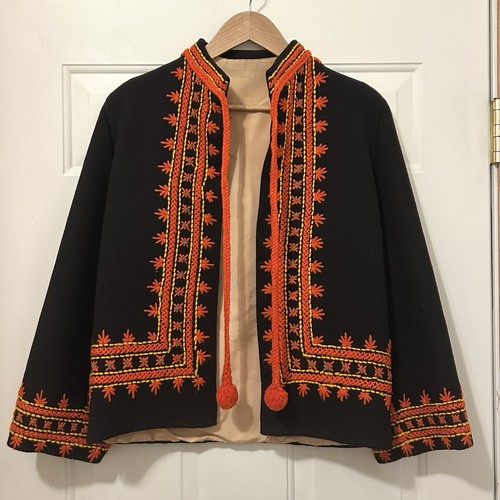 Vintage Hand Embroidered Wool Folk Jacket Hutsul Serdak Traditional Ethnic Coat