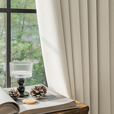 100 Blackout Beige Curtains 84 Inches for Bedroom, 2 Panels  Black Out Drapes,