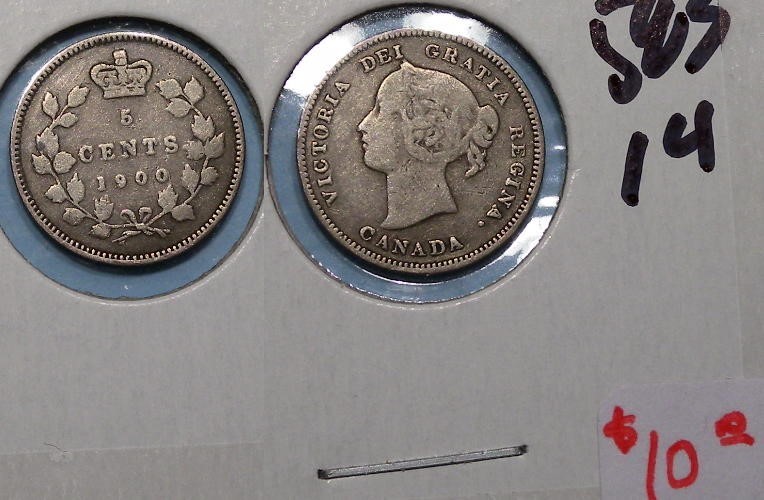 SILVER! SILVER! SILVER! 1900 CANADA VICTORIA SILVER 5 CENTS SMALL DATE #583-14
