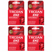 4x Packs Trojan ENZ Non-Lubricated Latex Condoms  3 Per Pack  Fast Shipping 