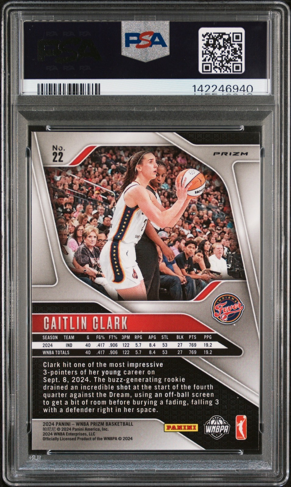 CAITLIN CLARK 2024 PRIZM WNBA BLUE VELOCITY RC #22 PSA 9 MINT! FEVER! #142246940 view 2