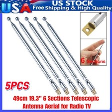 5pcs Replacement Telescopic Antenna 6 Sections 49cm Aerial For Am Fm Radio Tv
