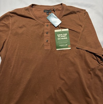 Toad&Co M's Primo SS Henley Coconut Short Sleeve Shirt Mens XXL Burnt Orange