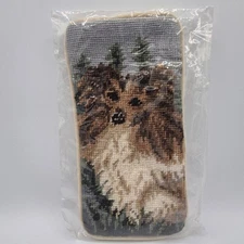 New Handcrafted Needlepoint Papillon Dog Glasses Case By Union Trading Company 