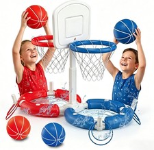 Dual Pool Basketball Hoop with Backboard for Boys Girls 2-in-1 Floating Pool ...