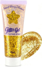Gold Body Glitter Gel for Face, Body and Hair, 50Ml
