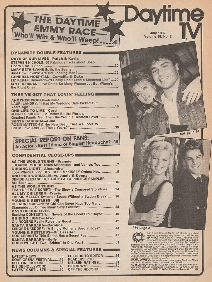 Daytime TV magazine July 1987 BRENDA DICKSON-LARKIN MALLOY-ELIZABETH KEIFER-GH - Image 2 of 4