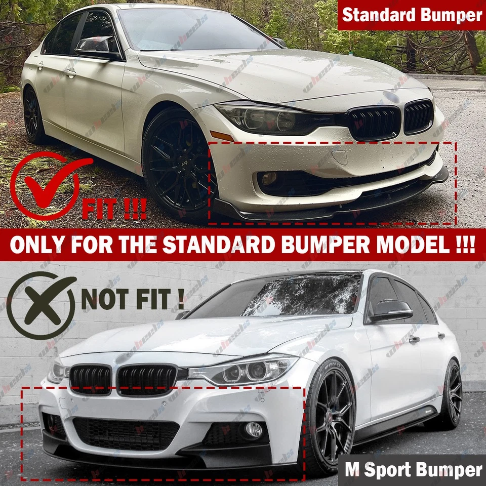 Kit de alerón labial de parachoques delantero base de fibra de carbono para BMW F30 320i 328i 2012-2015 Foto 2 de 4