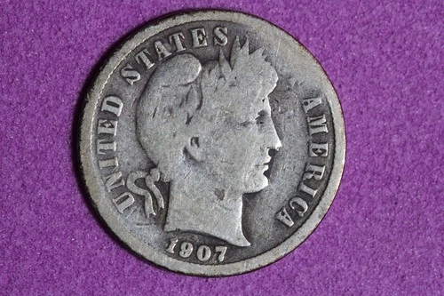 ESTATE FIND 1907 - Barber Dime!!  #K59469