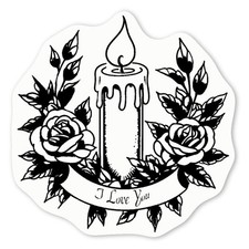 Aufkleber Sticker "Ich liebe dich mit Kerze und Rosen" (DW052163)
