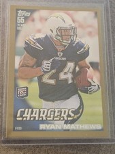 2010 Topps Football Ryan Mathews Rookie Card Gold/2010 - San Diego Chargers . rookie card picture