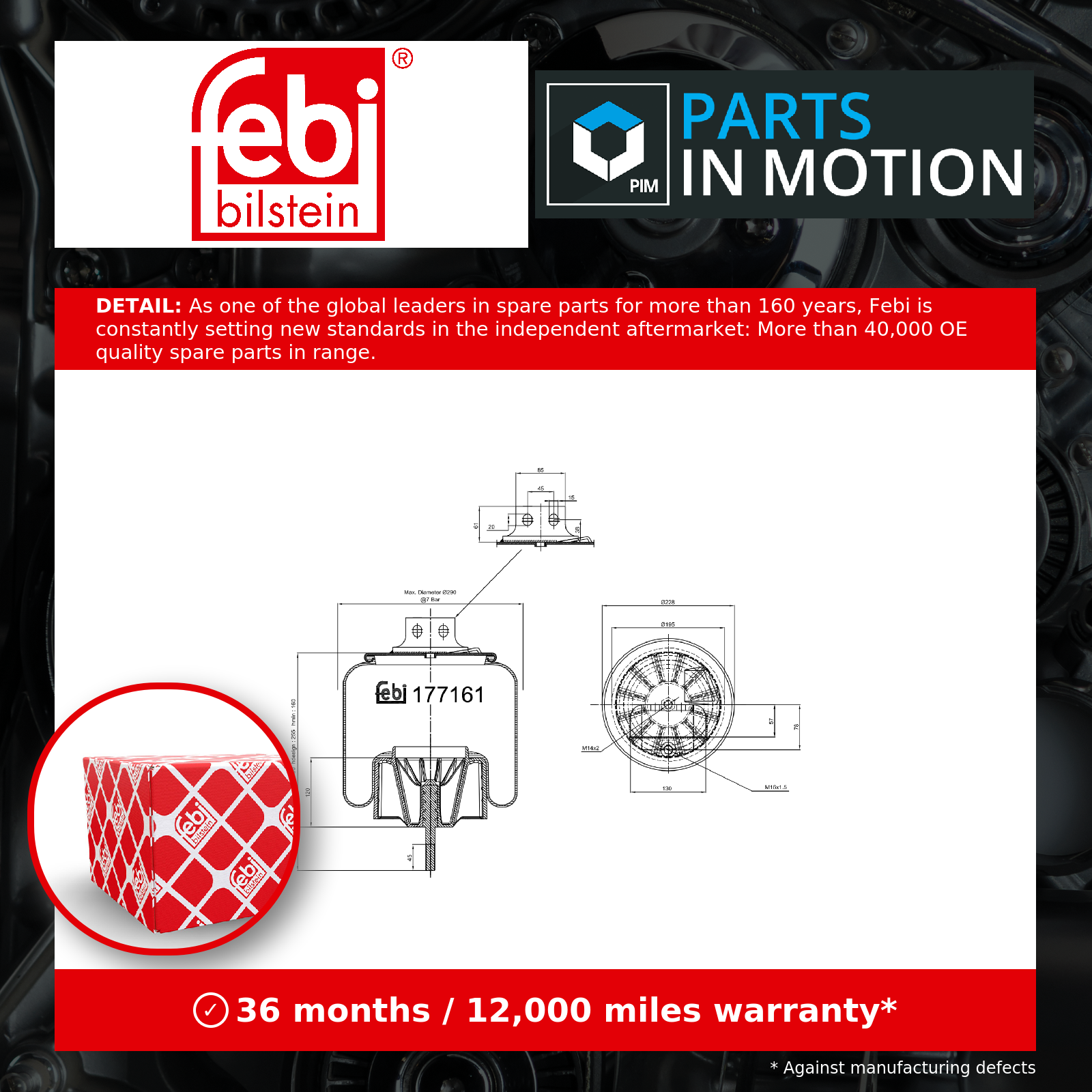 Air Suspension Spring Front Left 177161 Febi Bag 0041225897 0041270462 041225897