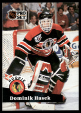 Dominik Hasek 1991-92 Pro-Set HOF Legend Rookie Card RC #529 Chicago Blackhawks. rookie card picture
