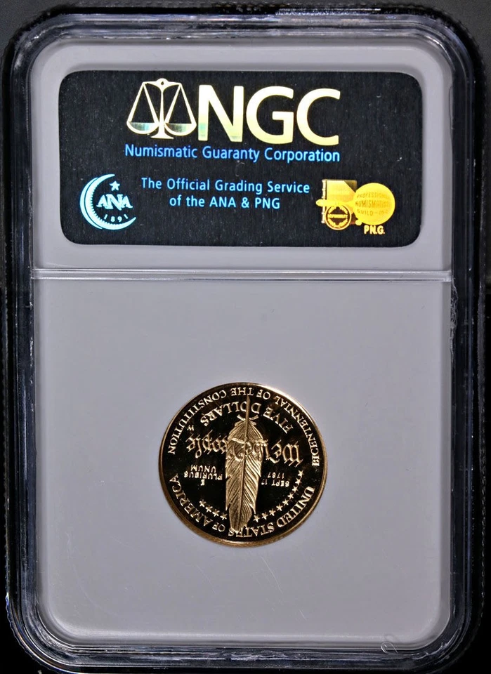 1987-W Constitution Commemorative Gold $5 NGC PF70 Ultra Cameo - STOCK - Image 4 of 4