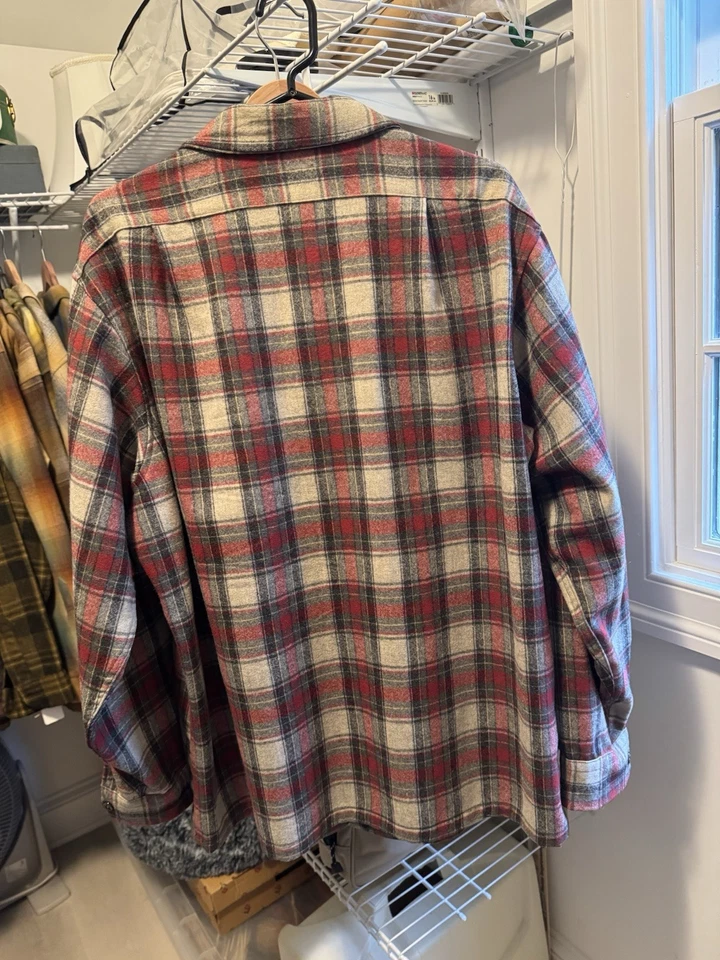 Camisa de Tablero Pendleton De Colección Para Hombres XLarge Lana Franela Cuello Lazo Años 60 70 Foto 2 de 4