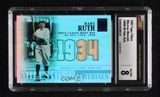 2002 Tribute Milestone Materials Jersey Numbers 29/34 Babe Ruth CGC 8 HOF 1tg5