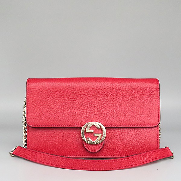 Gucci GG Interlocking Red Leather Mini Crossbody Bag with Long Sleeve