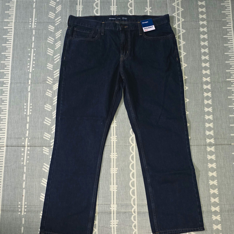 Old Navy Built-In Tough Mens Straight Fit Dark Wash Blue Denim Jeans 5-Pocket