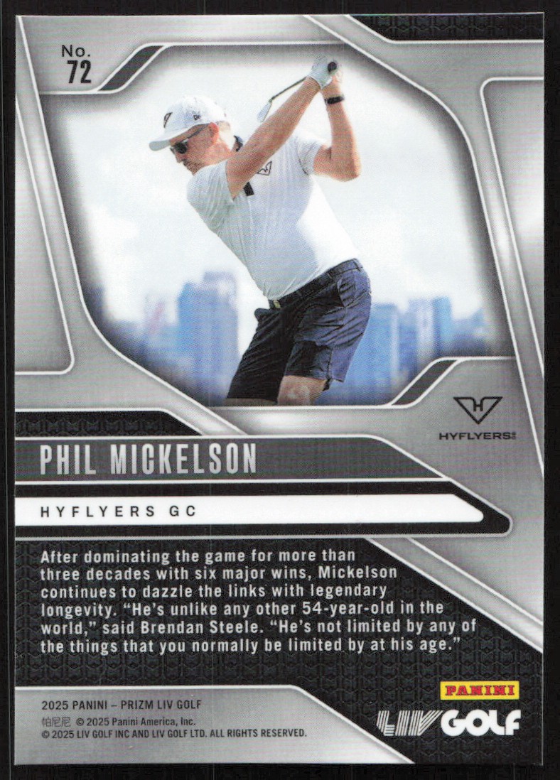 2025 Panini Prizm LIV Golf Phil Mickelson Captains Card #72