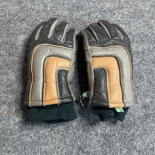 Kombi Vintage Leather Ski Gloves Tri-Color Block Black Grey Tan Size Small