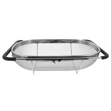 Over the Sink Colander Strainer Basket Stainless Steel For Kitchen Sink with Ru