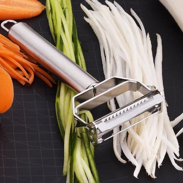1 pieza Pelador de verduras Acero inoxidable Pelador de patatas Rallador de zanahoria Cortador Multifuncional
