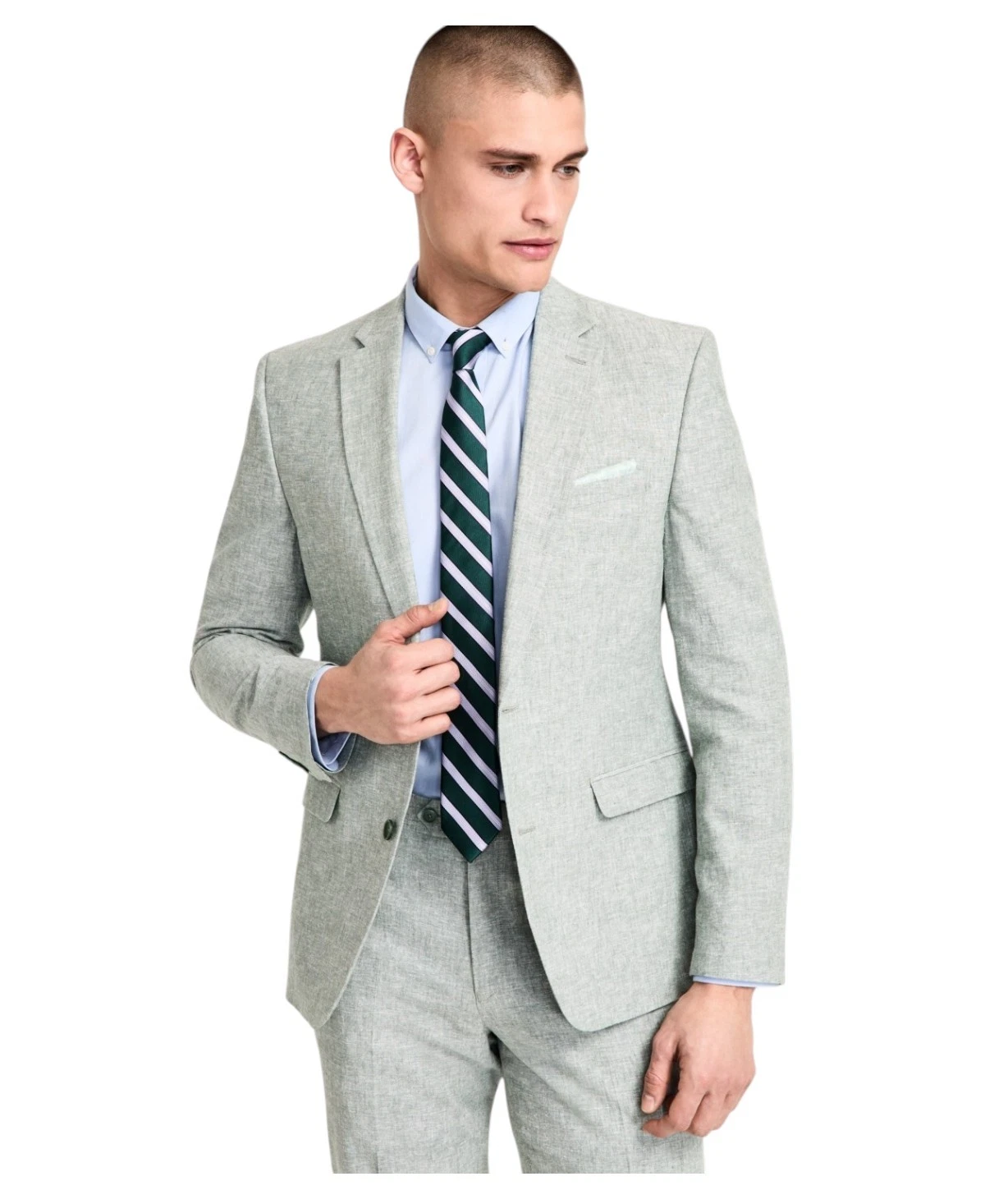 Bar Iii Mens Slim fit Suit Jacket Blazer 38 S Green Solid Linen